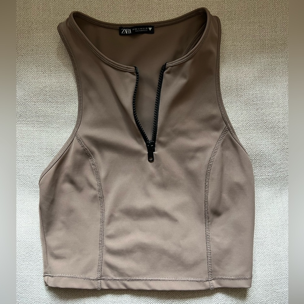 Zara quarter zip scuba crop tank